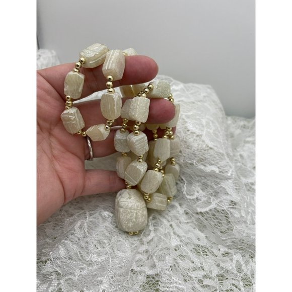 Vintage African Style Carved White Soap Stone Breaded Necklace - Picture 6 of 10